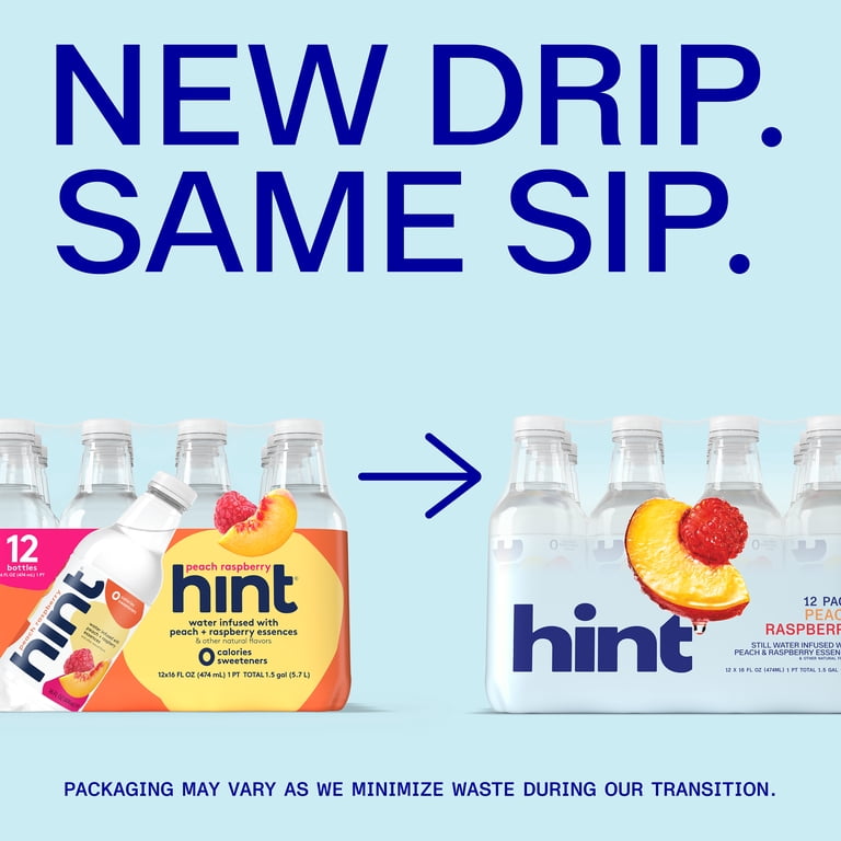 Hint Peach Raspberry Flavored Water, 16 fl oz Bottles, 12 Pack photo 2