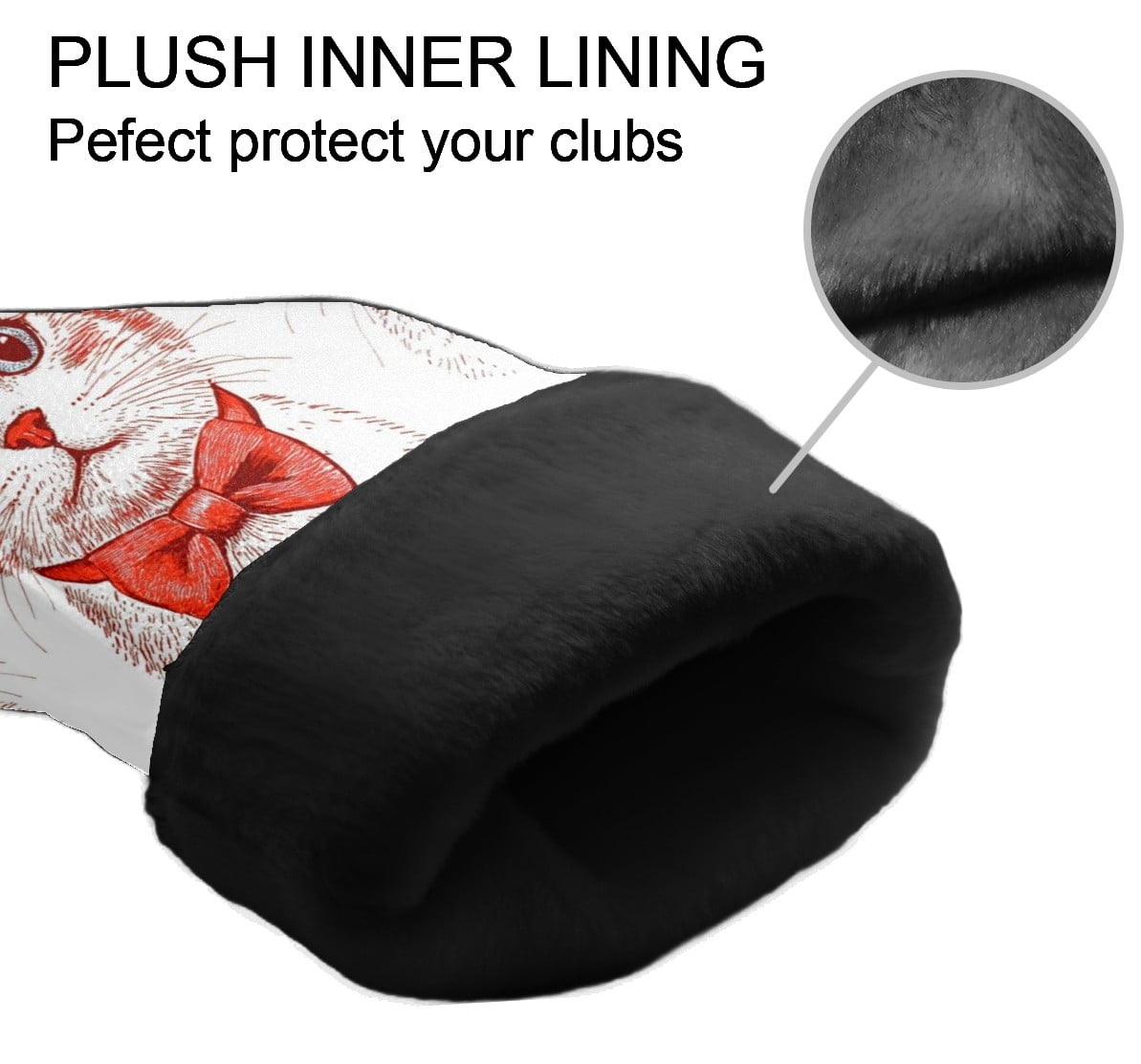 Golf Club Covers PU Leather Waterproof Head Covers for Fairway Woods Hybrids Cat With Bow Tie Unisex Fits Most Brands