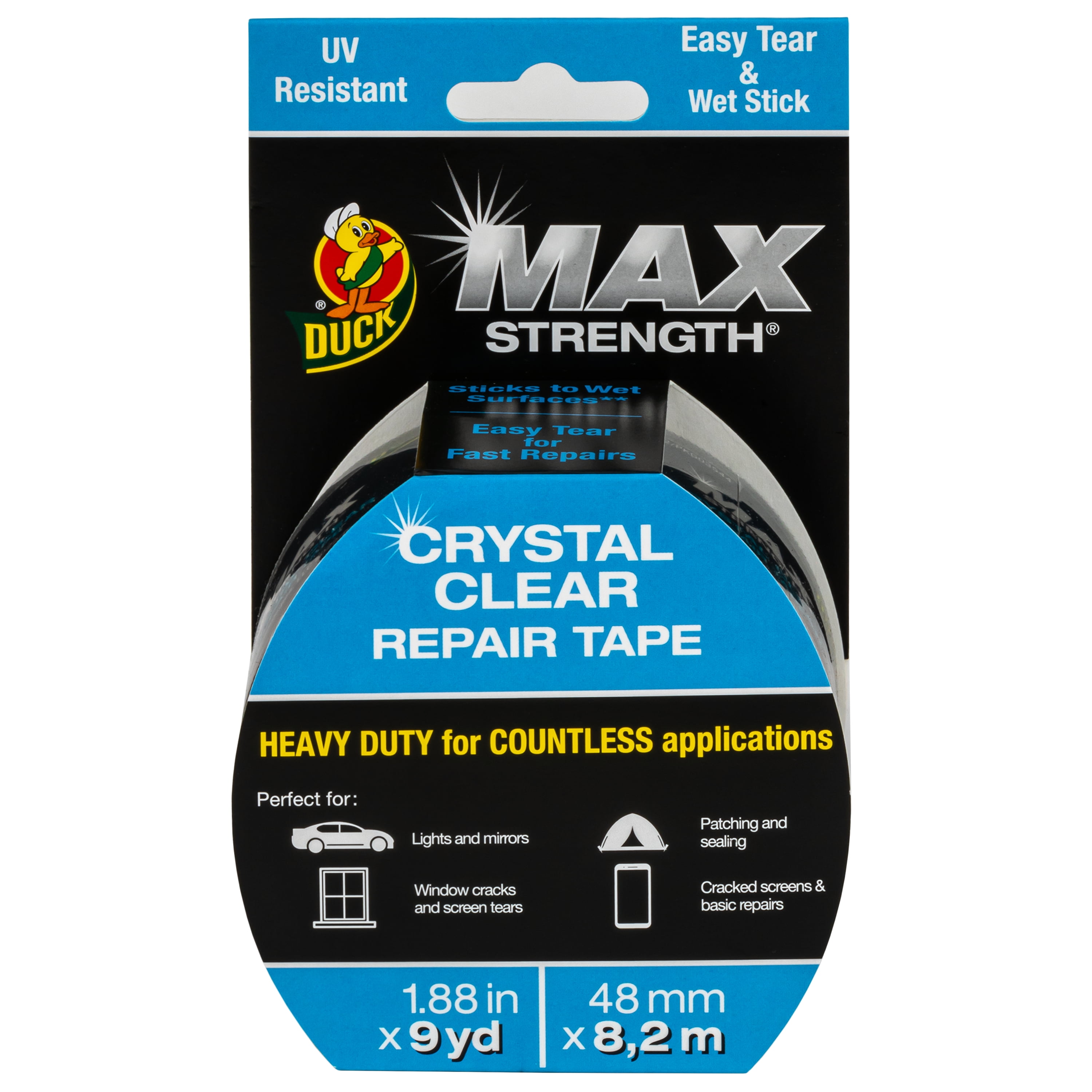 Duck Max Strength Crystal Clear 1.88 in. x 9 yd. Repair Tape 242989