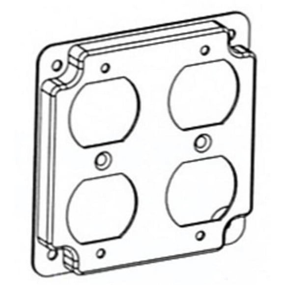 4 x 0.5 Po. 4422 Couvercle Surélevé - Réceptacle à 2 Duplex