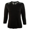 thumbnail image 4 of Ralph Lauren Women's Lace Trim Crewneck Pullover Sweater Blk XS, 4 of 5