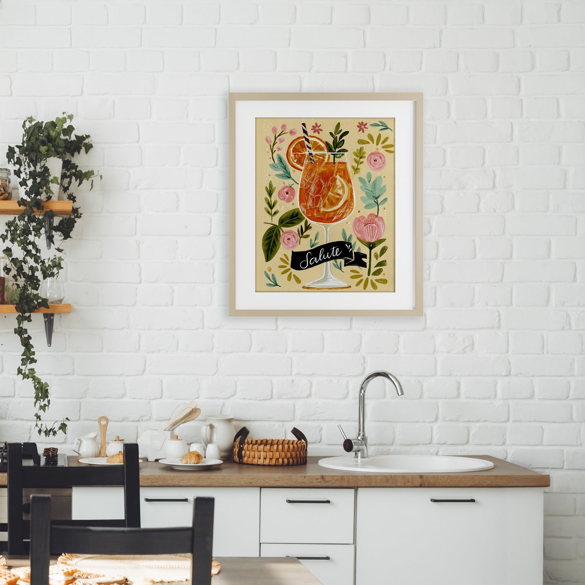 Stupell Industries Salute Citrus Cocktail Birch Framed Print Under Glass, design by Yen