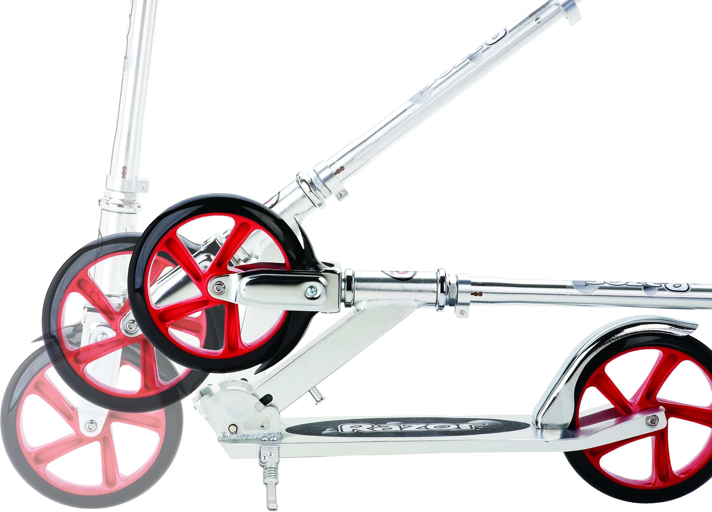 Razor A5 Lux Kick Scooter - Red/Silver, Large 8" Wheels, Foldable, Lightweight, for Riders 8+