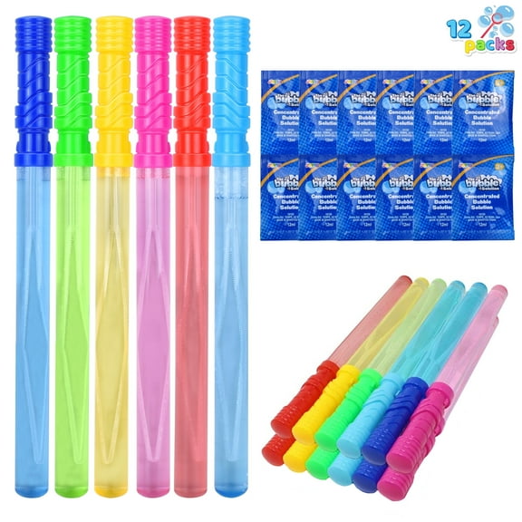 Syncfun 12 Pack 14.6" Big Bubble Wands for Kids, Bubble Wand Bulk with Bubbles Refill Easter Summer Toy for Party Favor, Outdoors Activity Use, Birthday Gift