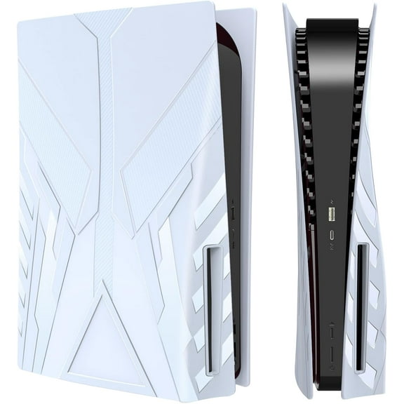White Faceplate Compatible with PS5 Disc Edition - Hard Side Plate Case for PlayStation 5 Console, Replacement Cover Skin for PS5 Accessories, PS5 Image Blocks Design