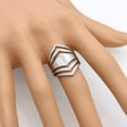 thumbnail image 3 of Stainless Steel Chevron Style Chunky Wrap Statement Promise Anniversary Birthday Festival Party Ring, 3 of 4