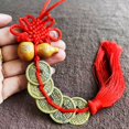thumbnail image 4 of Antique Alloy Copper Coin Five Emperors Money Key Chain - Carved Gourd Chinese Knot Car Pendant - Door To Door Mahogany Gourd Pendant Key Chain, 4 of 5