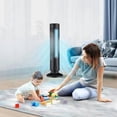 thumbnail image 3 of Ultra Quiet Air Circulation, 15 Inch Bladeless USB Tower Fan, 2-Speed Compact Oscillating Cooling Fan, Modern Space Saving Cooler for Office Bedroom, 3 of 9