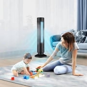 LEFTHIGH Home Bladeless USB Tower Fan 2 Speed 36dB Quiet Compact Portable Desk Fan for Bedroom Living Room Office Black