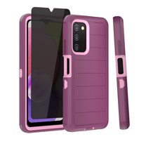 Xhy Samsung Galaxy A03S Case with Privacy Screen Protector Military Grade Full Body Multilayer Drop Shock Protection 3 in 1 Rugged Durable Detachable for Samsung A03S Phone - Wine Pink