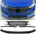 thumbnail image 3 of Ikon Motorsports Compatible with 16-18 Honda Civic Coupe Sedan GT Style Front Lip & Gloss Black Mesh Grille, 3 of 7