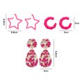 thumbnail image 2 of Laklulu - 3 pares de pendientes colgantes geométricos rectangulares, pendientes de aro colgantes bohemios para mujer, pendientes colgantes de color rosa intenso, pendientes colgantes ligeros y, 2 of 5