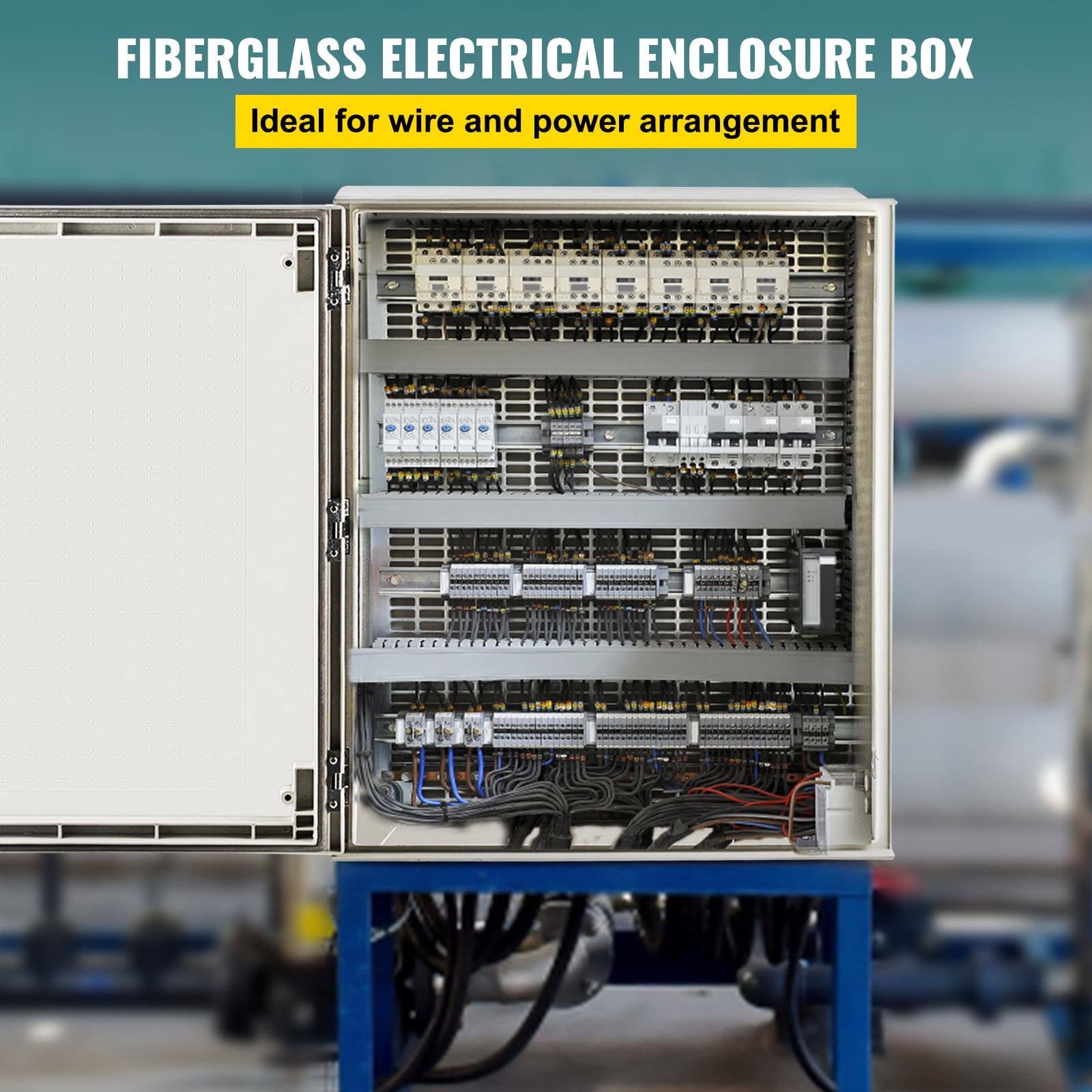 VEVOR Electrical Enclosure Box , 23.6 x 19.7 x 9.1", NEMA 4X Electronic Equipment Enclosure Box, IP66 Weatherproof, Wall-Mounted Electrical Enclosure With Hinges