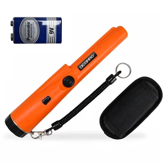 Metal Detector Pinpointer for Adults & Kids - Waterproof Handheld Pin Pointer Wand with LED Light, High Sensitivity 360° Detection, 2 Alert Modes, Treasure Finder Probe, Orange