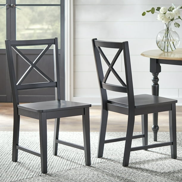 Virginia Cross Back Chair Set Of 2 Black Walmart Com Walmart Com