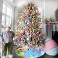 thumbnail image 3 of Easter Tree Skirt 36 Inch, Easter Colorful Eggs Cute Bunny Spring Flowers Grass Suede Xmas Tree Skirt Suitable for Easter Holiday Party Decoration Indoor Outdoor, 3 of 6