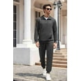 thumbnail image 4 of COOFANDY Men's Tracksuit 2 Piece Quarter Zip Sweatsuit Workout Plaid Jacquard Jogging Suit Set, 4 of 9