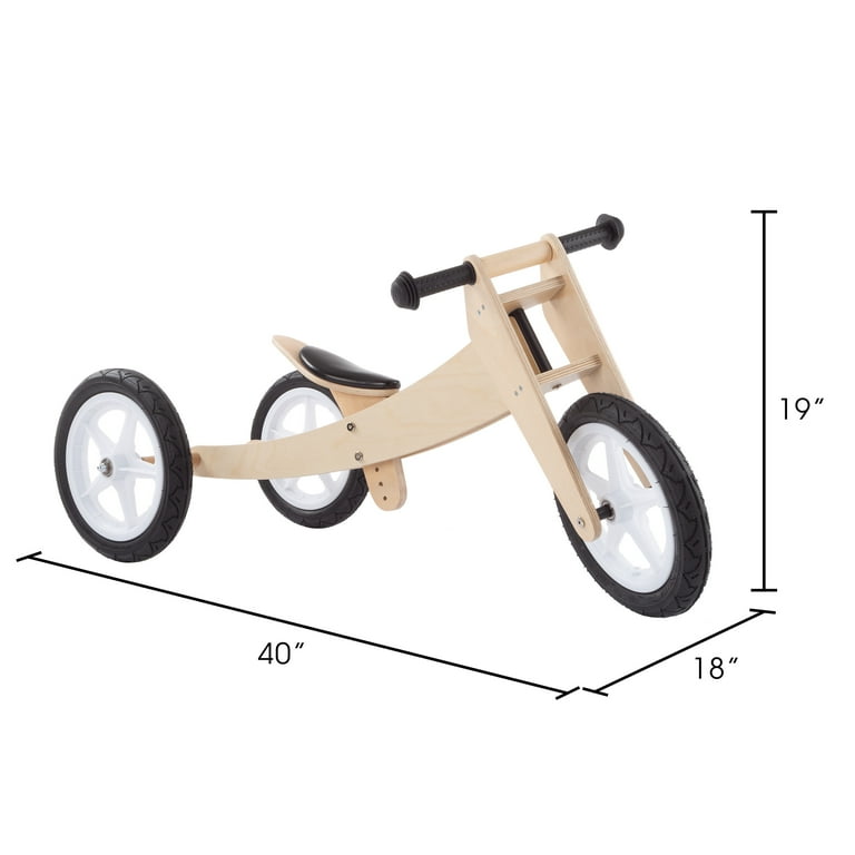3 in 1 Balance Bike Multistage Wooden Walking Beginner Tricycle