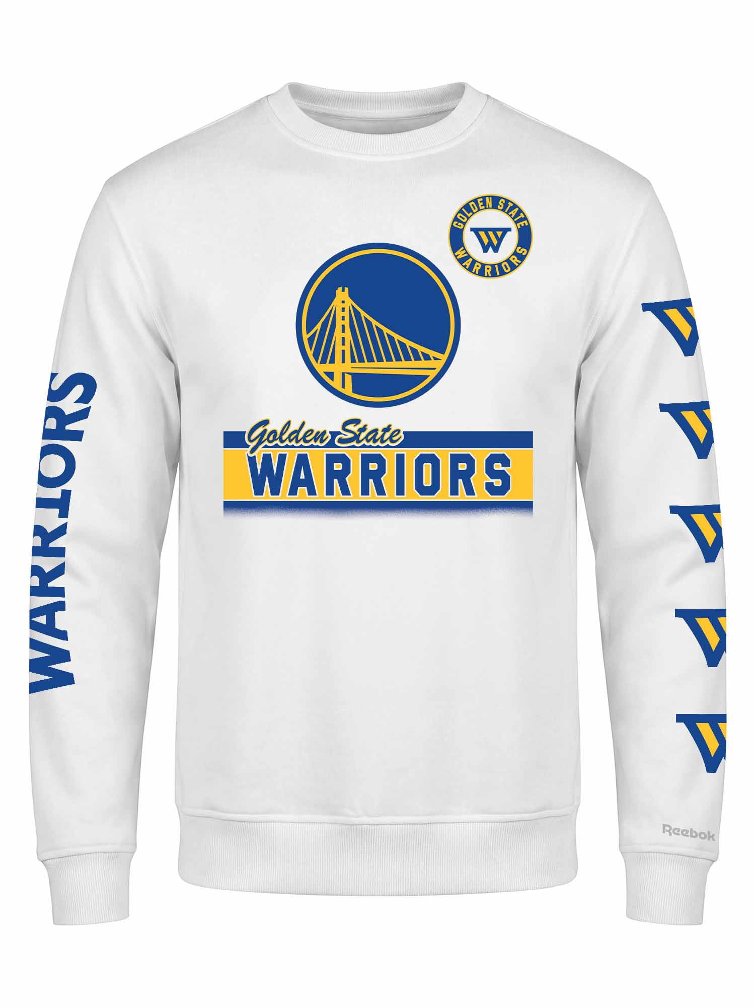 Golden State Warriors Reebok Mens White Crew Sweatshirt