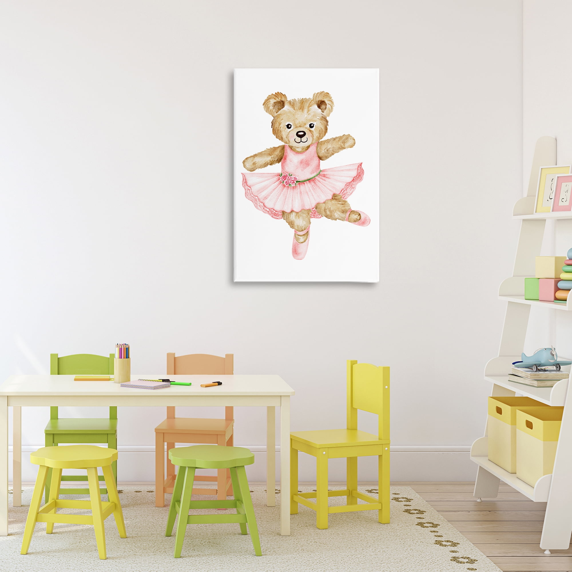 Ballerina Teddy Bear Canvas Wall Art, design by Amy Hall