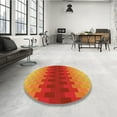 thumbnail image 4 of Ahgly Company Machine Washable Indoor Round Transitional Neon Red Area Rugs, 8' Round, 4 of 7