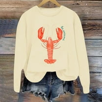 Women's Casual Long Sleeve Sweatshirts Lobster Printed Crew Neck Pullover Comfy Tops Fall Fashion Outfits Winter Clothes 2025