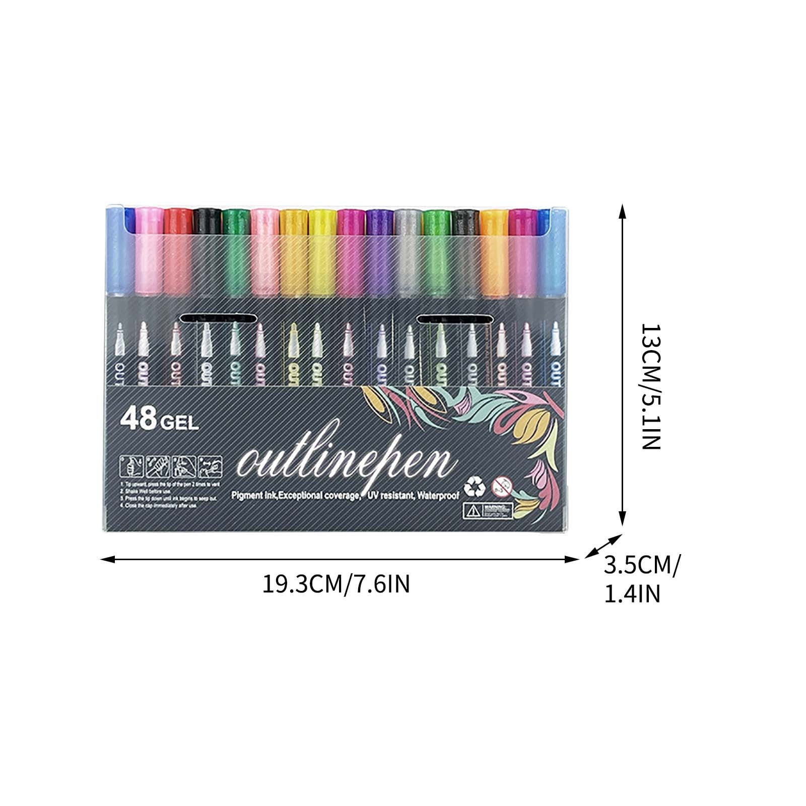 Double Line Outline Markers, Czzoypi Metallic Glitter Pens for Guest Book Wedding Decor, 8ml Water-Based Ink Quick-Dry Non-Smear Writing on Glass Wood Ceramic