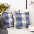 thumbnail image 2 of Retro Farmhouse Outdoor Buffalo Tartan Chequer Plaid Cotton Linen Decorative Throw Pillow Case Cushion Cover Pillowcase for Sofa 18 x 18 Inch,Set of 2,Blue/Stripe, 2 of 6