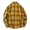 thumbnail image 3 of Men's Casual Plaid Flannel Long Sleeve Button Down Shirt Loose Plus Size Shirts for Men Yellow M, 3 of 4