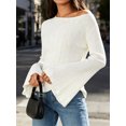 thumbnail image 4 of Womens Bell Long Sleeve Tops Going Out Knitted Pullover Sweater 2025 Fall Fashion Lightweight Winter Shirts, 4 of 6
