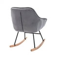 thumbnail image 4 of Velvet Rocking Chair, Modern Nursery Rocking Armchair with Metal Frame and Solid Wood Base, Comfy Upholstered Mid-Back Accent Glider Rocker Single Sofa Chair for Home Living Room Bedroom, Gray, 4 of 7