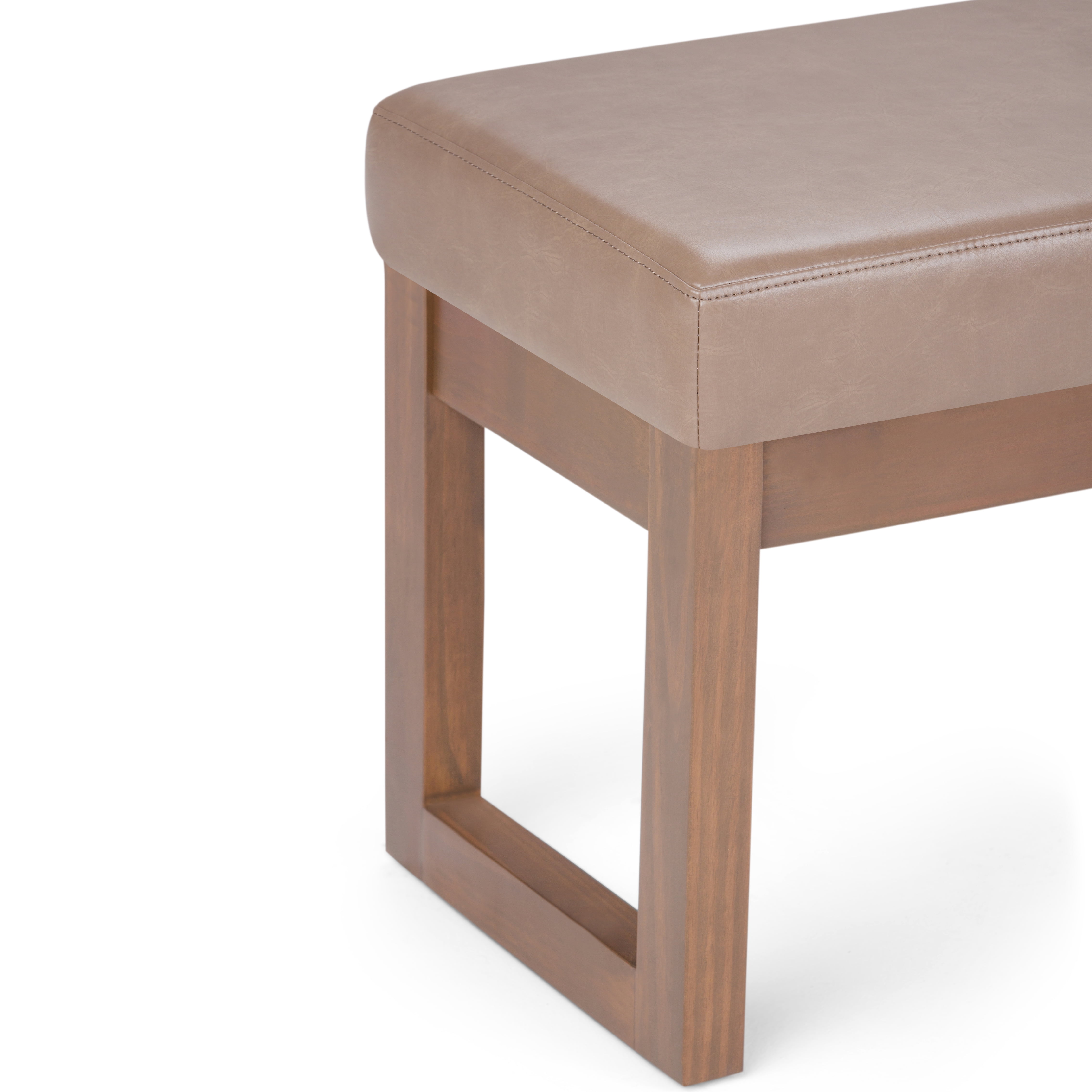 Simpli Home Milltown 27 inch Wide Solid Wood Contemporary Footstool Small Ottoman Bench in Ash Blonde