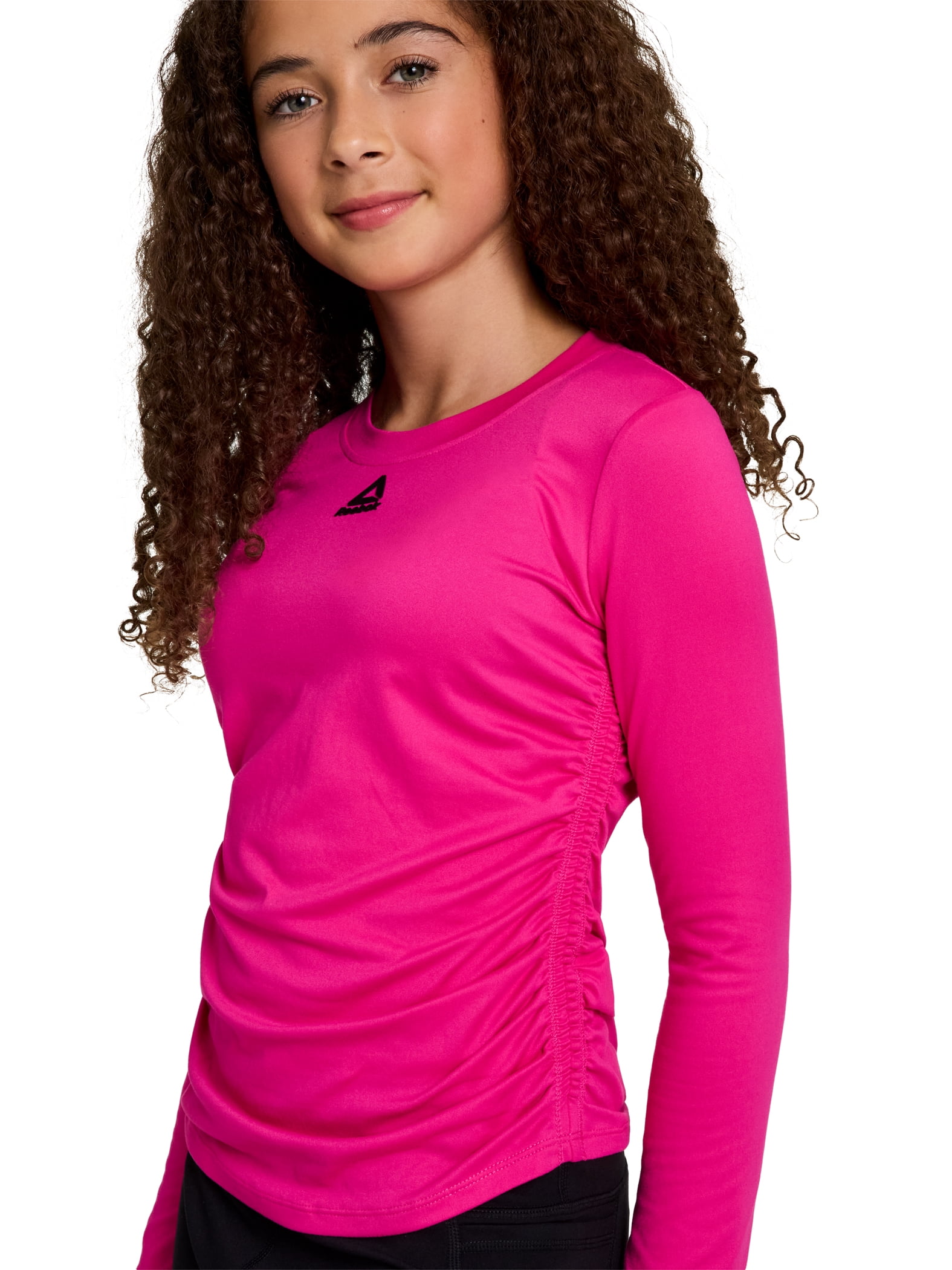 Reebok Girl's Legacy Performance Long Sleeve Side Ruched Top, Sizes 4-18