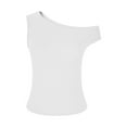 thumbnail image 6 of AherBiu Going out Tops for Women One-Shoulder Sleeveless Tank Tops Stretch Slim Fitted Camisole Shirts, 6 of 9