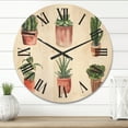 thumbnail image 2 of Designart 'Cactus and Succulents In A Clay Pot ' Traditional Wood Wall Clock, 2 of 5
