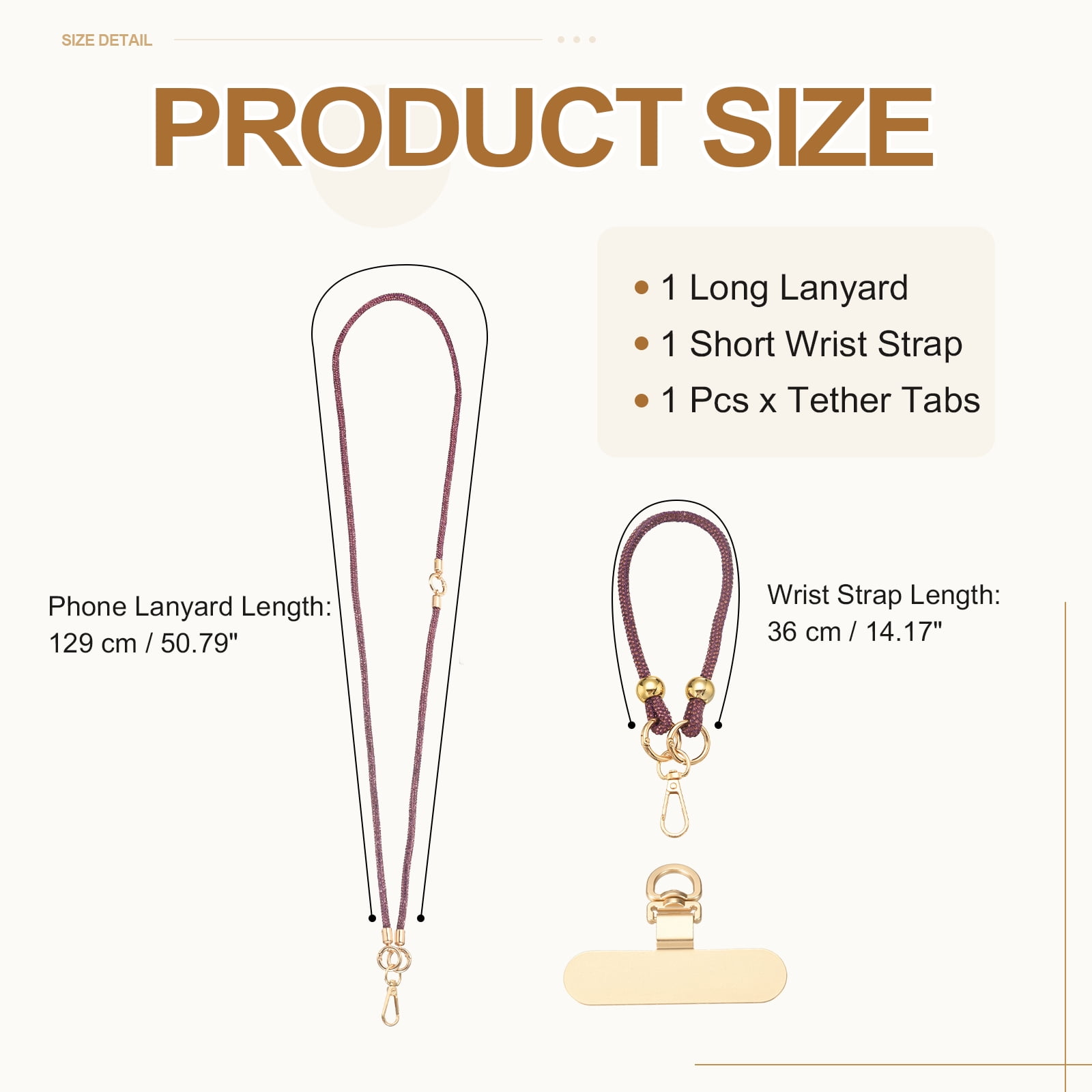 Uxcell Crystal Phone Strap Crossbody and Wrist Lanyard, Anti Theft Phone Strap Rhinestone Cell Phone Lanyard Necklace with Tether Tabs for Most Smartphones Women, Light Purple