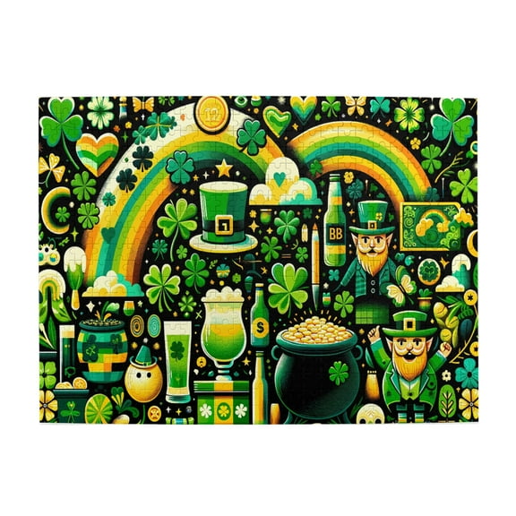 500 PCS Saint Patrick'S Day Decor Wooden Puzzle 500 Piece,Great For Relaxation And Display For Puzzle Enthusiast,Stunningly Vibrant Colors,Home Wall Decor,Adults Jigsaw Puzzles