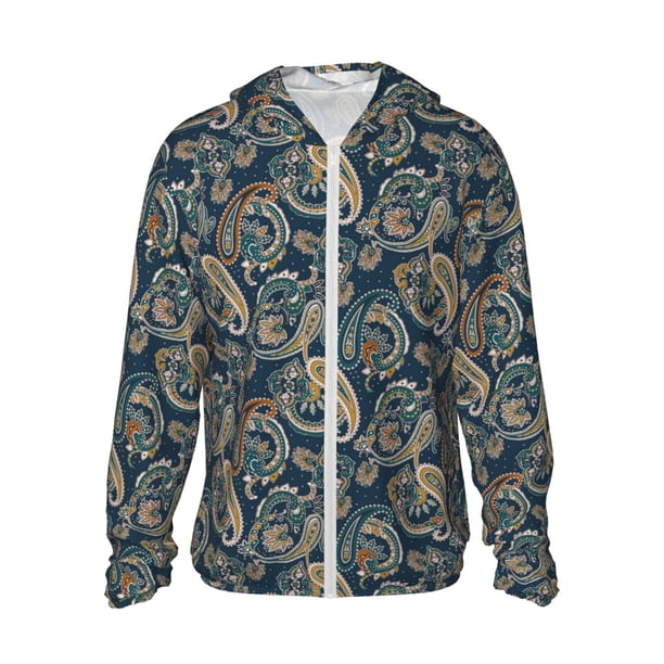 Balery Indian Paisley 2 Sudadera ligera de manga larga con capucha y protección solar UPF 50+ para hombre y mujer, ideal para pesca y running-Medium