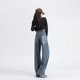 thumbnail image 2 of Pantalones vaqueros de cintura alta para mujer, ropa de mezclilla de algodón de pierna ancha, Pantalones rectos, pantalones casuales azules Retro cómodos de moda, otoño, 2 of 5