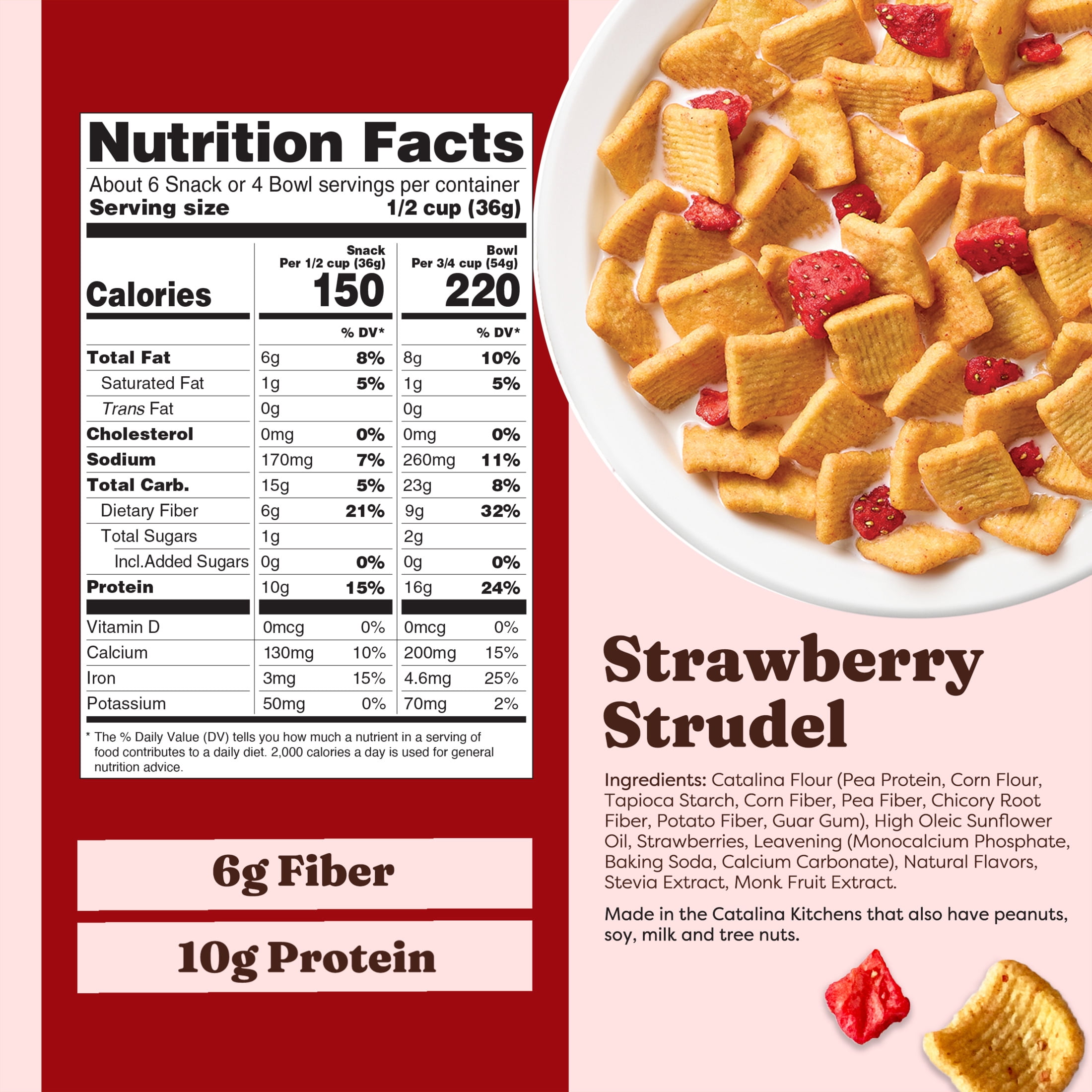 (4 pack) Catalina Crunch Protein Cereal, Strawberry Strudel, 8 oz