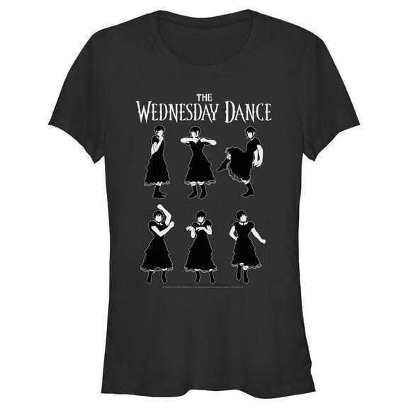 Junior's Wednesday Dance Moves  Graphic Tee Black Small