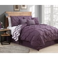 thumbnail image 1 of Avondale Manor Venise Pincée Pli 6pc Solide Réversible Couette Jeter Oreillers Ensemble de Literie, Jumeau, Prune, 1 of 1