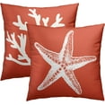 thumbnail image 2 of Summer Coral Tree and Starfish Throw Pillow Cover 18x18 Inch Pack of 2 Orange Beach Starfish Cushion Pillow Case Square Cotton Nautical Coastal Pillowcase for Party Bed Sofa Home Car Bedroom Outdoor, 2 of 6