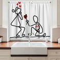 thumbnail image 2 of Ambesonne Sketchy Kitchen Curtains, Wedding Proposal, 55"x45", Black White and Red, 2 of 3