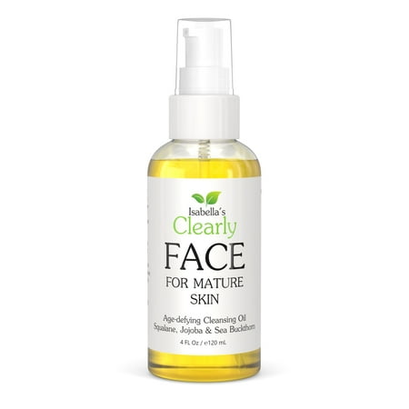 Isabella’s Clearly FACE, Natural Face Cleanser, Face Wash and Makeup Remover Oil | Deep Cleansing Oil with Anti Aging Rosehip, Avocado, Vegan Squalane | 100% Pure, Made in USA (120ml)