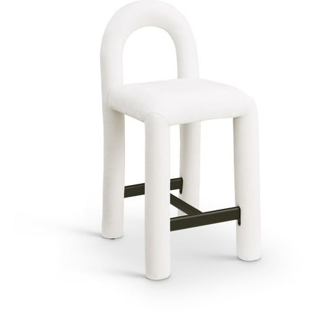 Meridian Furniture Amari Cream Chenille Fabric Stool