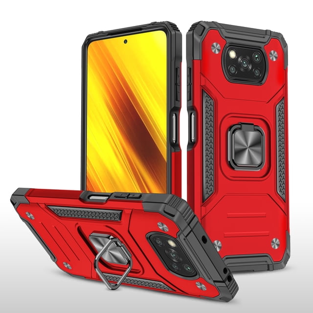 Funda de teléfono para Poco X3 Pro/NFC de Uso Rudo Shock color + Mica de Cristal