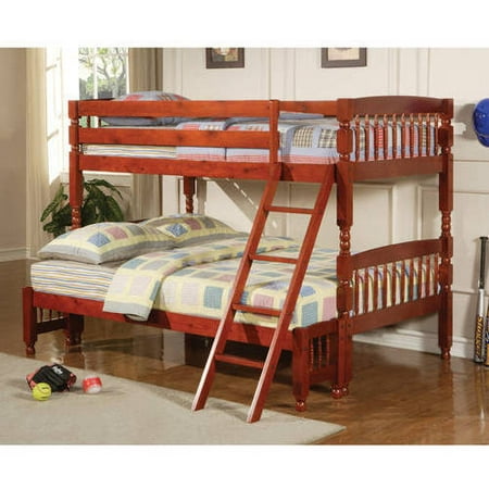Coaster Twin Over Full Wood Bunk Bed, Amber Red Finish