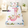 thumbnail image 3 of Castle Fairy Floral Letter J Hummingbird Twin Sheet Sets 3pcs for Adults,Watercolor Flowers Animal Bedding, 3 of 6