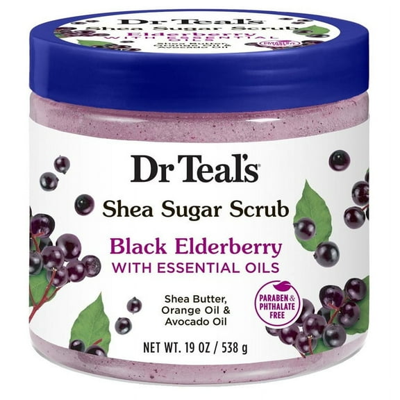 Dr Teals Shea Sugar Scrub Black Elderberry, 19 Oz, 2 Pack